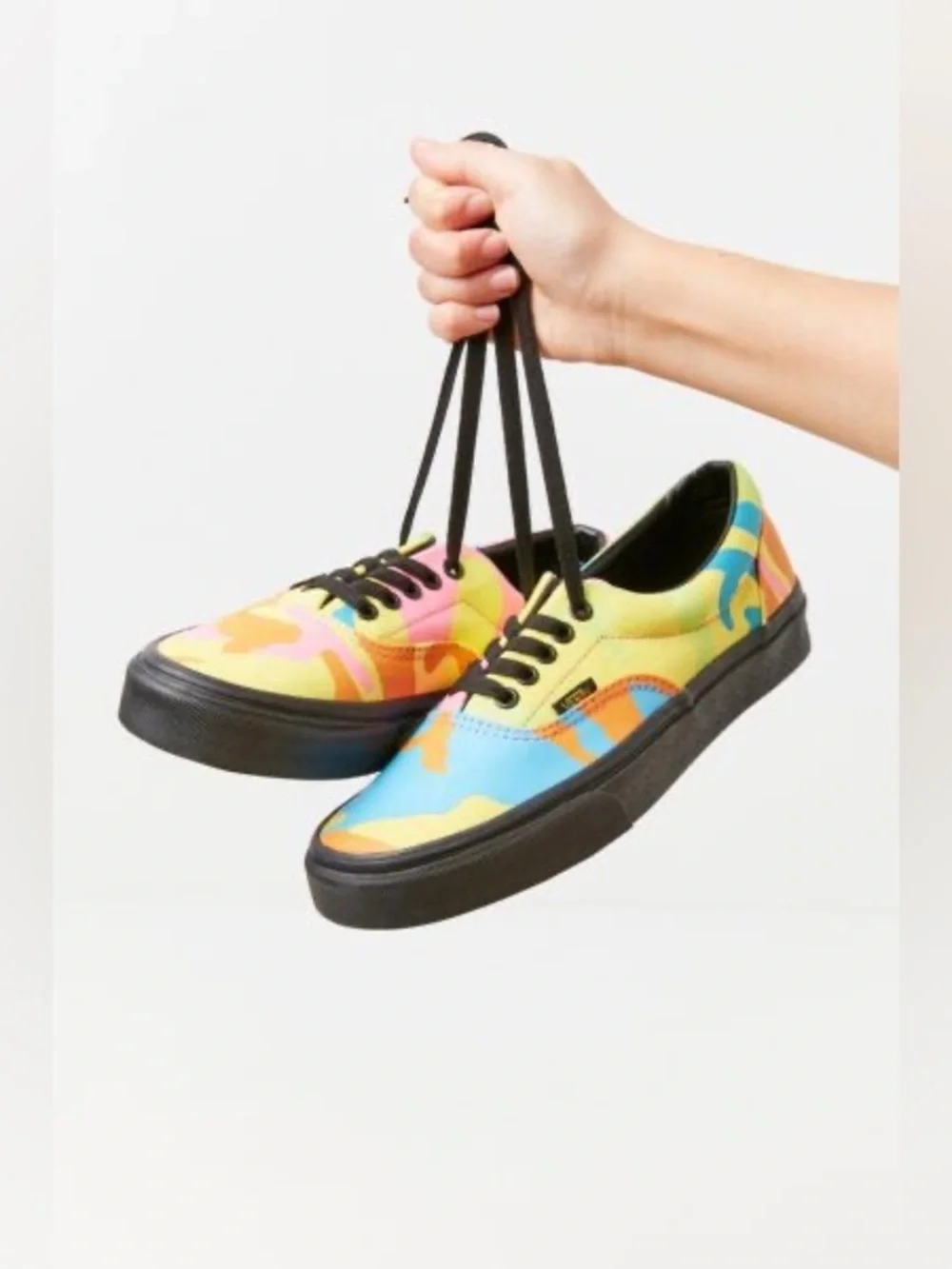 Women’s Vans Era Neon Camo and Black Sneakers Size 8